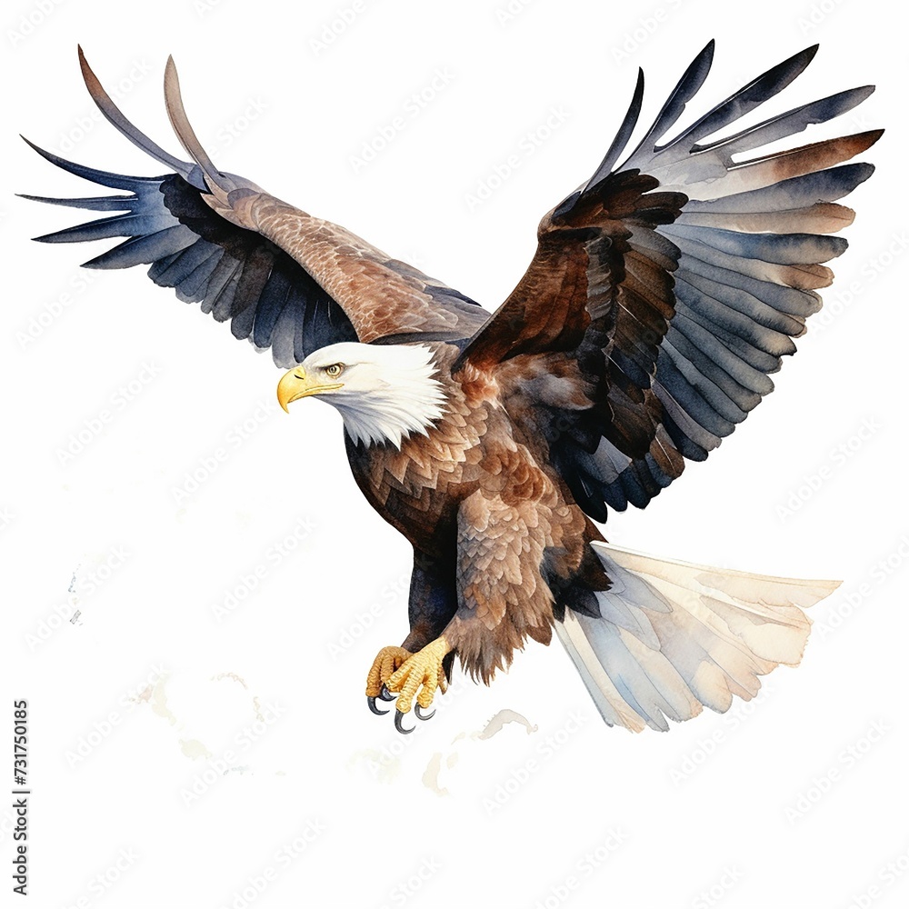 Obraz premium AI generated illustration of an eagle in mid-flight, with its wings spread wide open