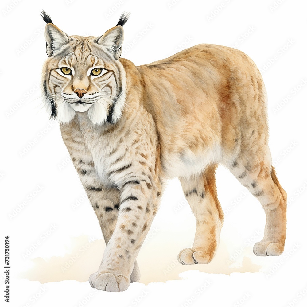 Fototapeta premium AI generated illustration of a Lynx clipart isolated on a white background