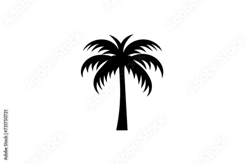 One isolated palm. Black logo design for travel agency. Summer  vacation