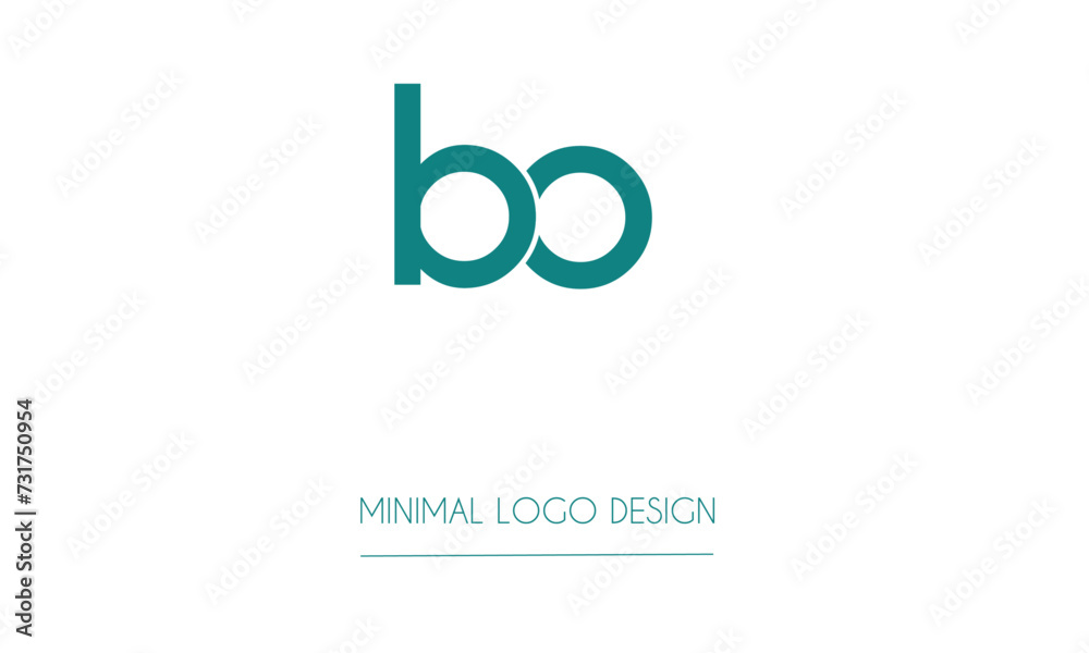 BO or OB Minimal Logo Design Vector Art Illustration 