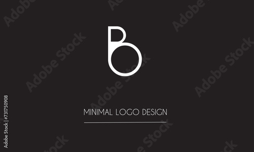 BO or OB Minimal Logo Design Vector Art Illustration 