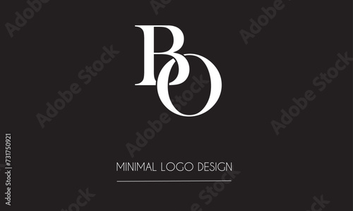 BO or OB Minimal Logo Design Vector Art Illustration 
