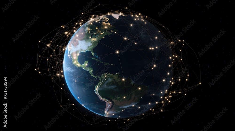 Fototapeta premium Global international connectivity background. generative ai