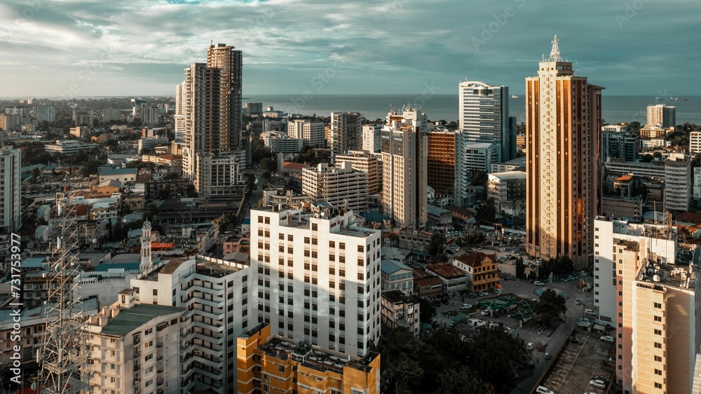 Obraz premium View of Dar es Salaam, Tanzania, showing a vibrant cityscape with tall buildings