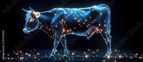 Abstract image of a cow in the form of a starry sky