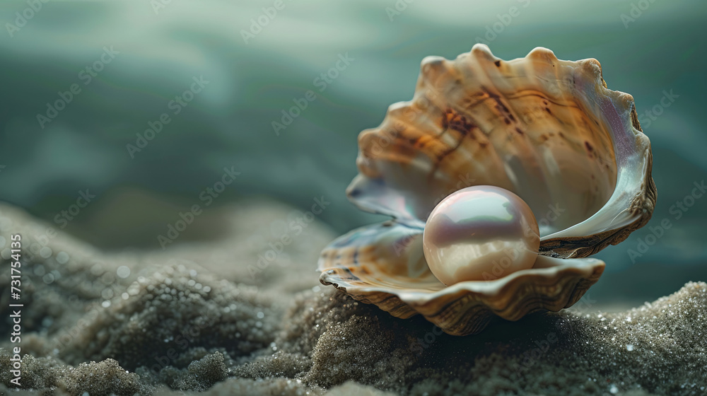 Beautiful white pearl in a shell Beautiful white pearl in a shell