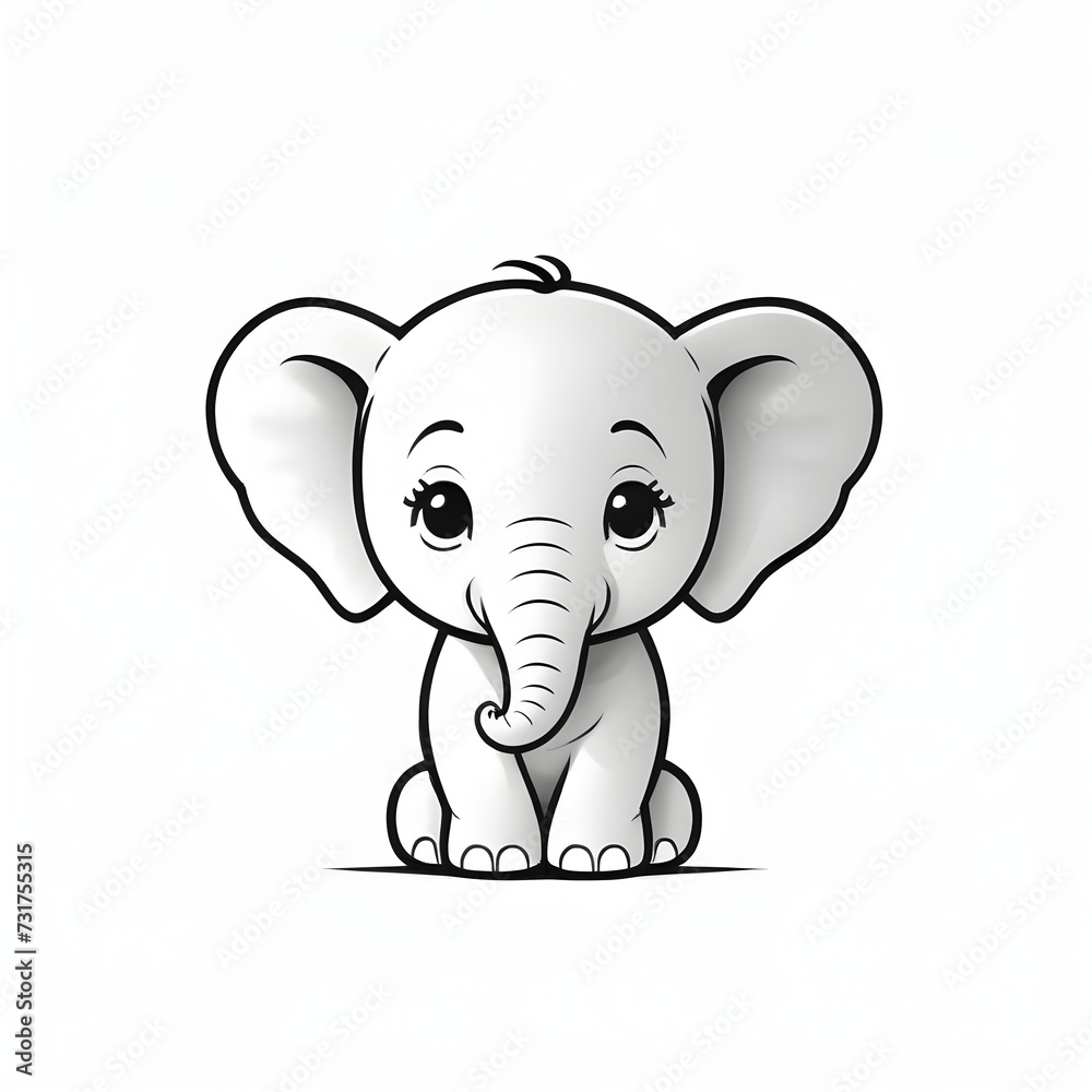 drawing of cute cartoon baby elephant vector logo
