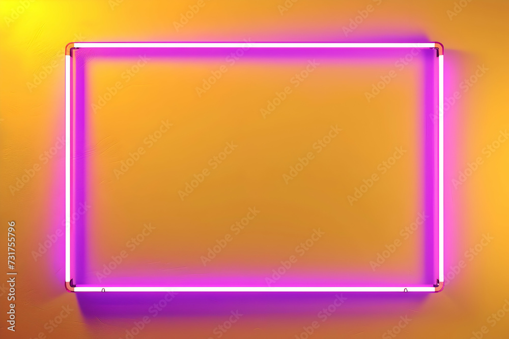 bright neon purple frame on yellow background bright neon purple frame on yellow background