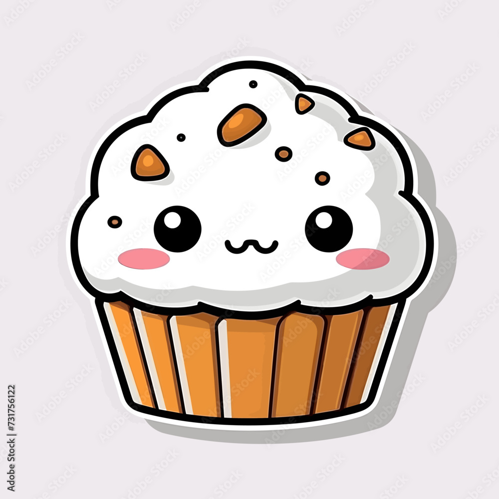 Vector illustration of a cute muffin against a white background. Vector illustration of a cute muffin against a white background.
