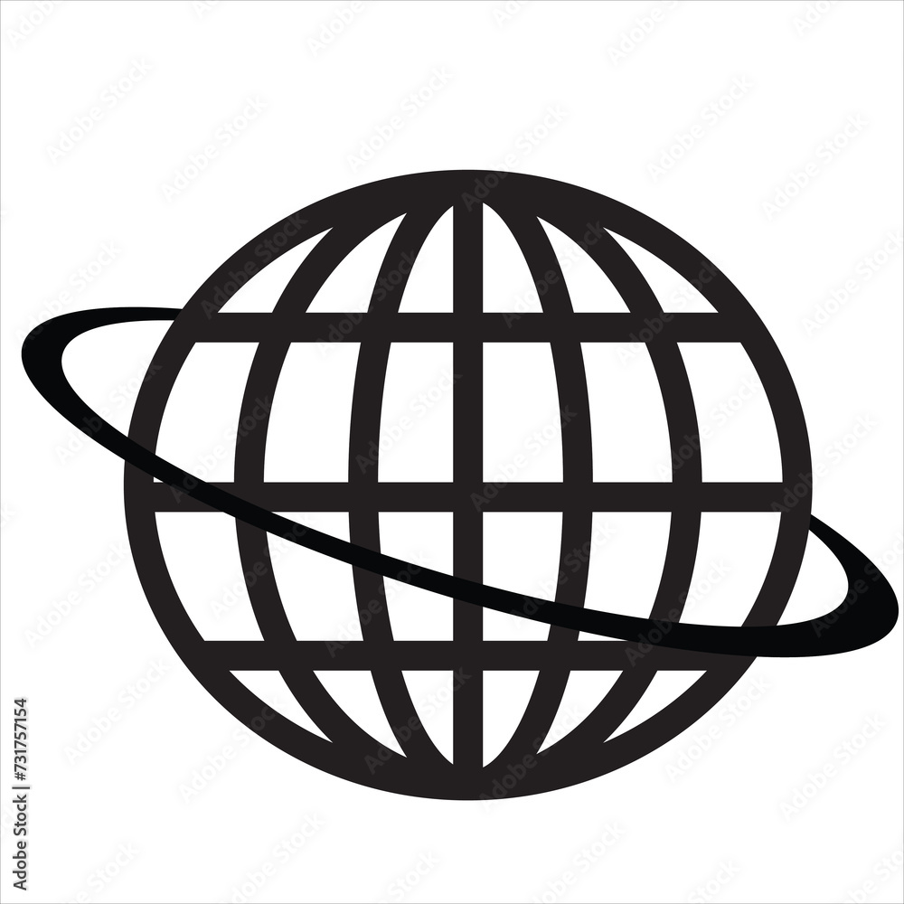 World icon flat. Globe icon illustration. Black isolated flat globe icons set on white background.