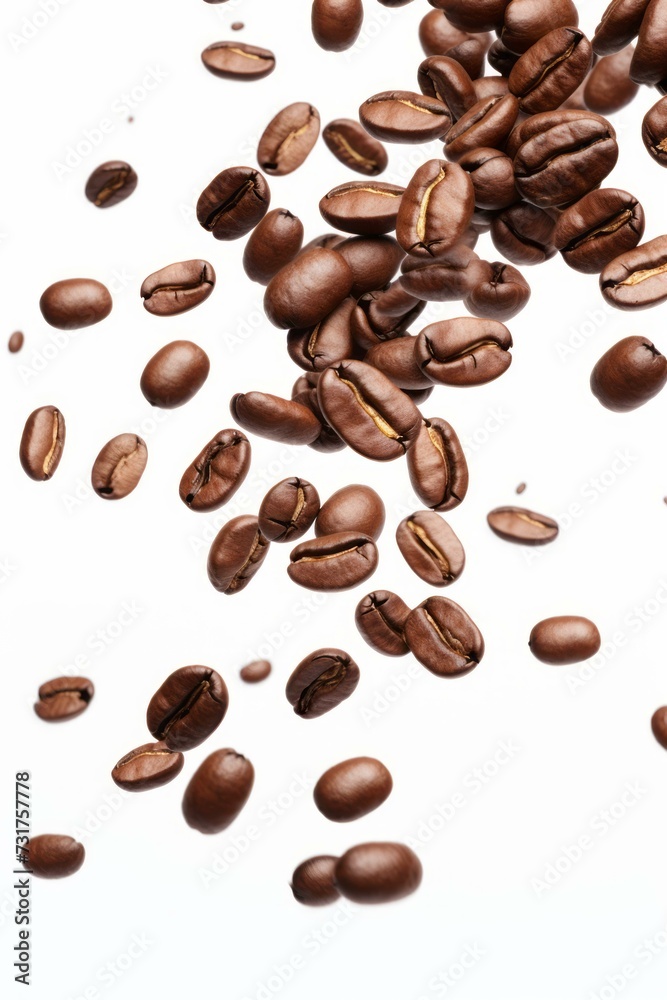 Seamless Cascade of Coffee Beans on Pristine White Backdrop - High Resolution Image Seamless Cascade of Coffee Beans on Pristine White Backdrop - High Resolution Image
