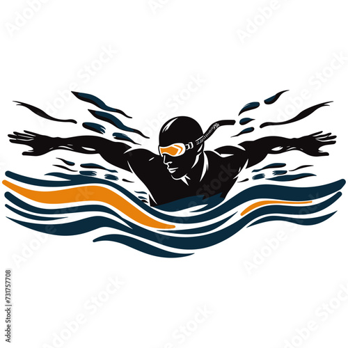 Butterfly swimmer athlete, vector illustration.