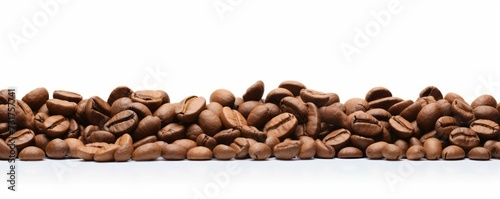 Coffee Beans Scattered on White High-Quality Isolated Image of Raw Arabica