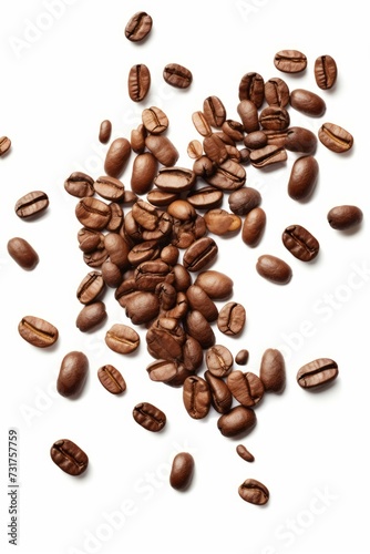 Dynamic Cascade of Coffee Beans - High-Speed Capture on a Seamless White Background