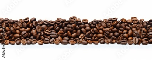 Premium Roasted Coffee Beans Scattered on Isolated White Background - High-Quality Food Photography