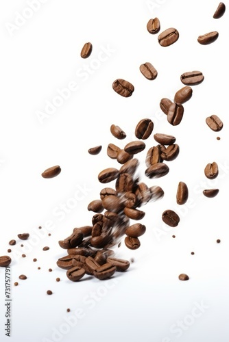 Cascading Coffee Beans - High Resolution Image Isolated on Pure White Background