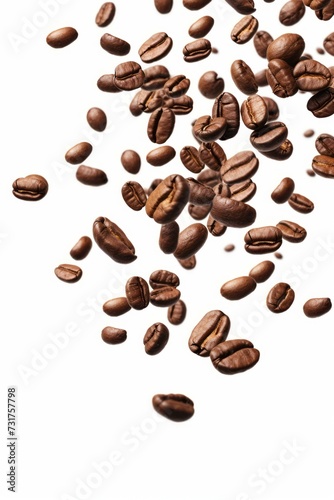 Cascading Coffee Beans - High-Quality Isolated Image on Pure White Background