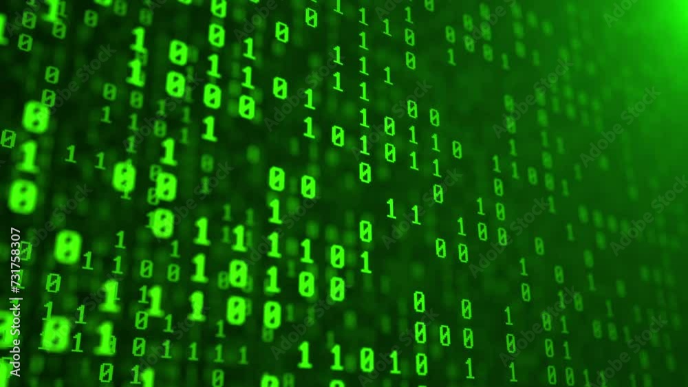 Hi-tech cyber binary code. Futuristic digital coding  background.
