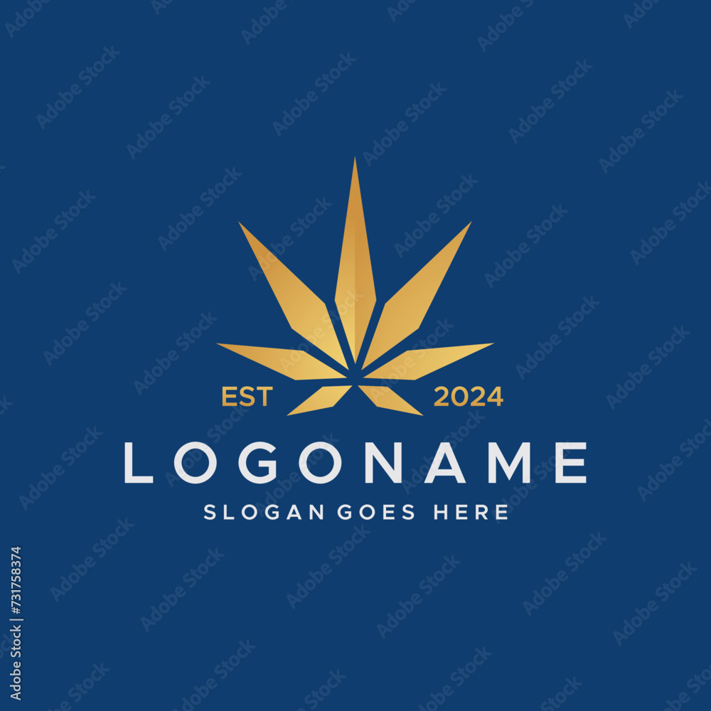 Luxury gold color Marijuana Logo Ideas