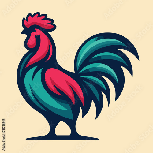 Vector flat abstract rooster gradient colorful logo, Generative Ai