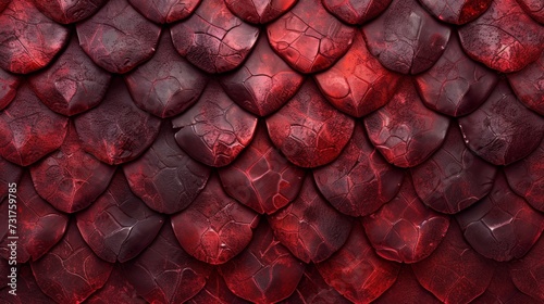 Red dragon scale pattern close-up - luxury background texture for wallpaper. photo