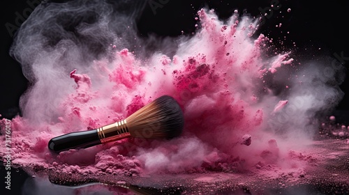Make up brush with splash of colors,