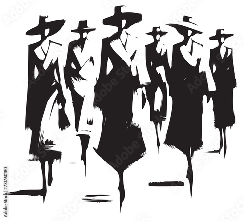 Stylish fashion models. Abstract fashion girls Sketch