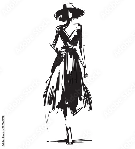 Stylish fashion models. Abstract fashion girls Sketch