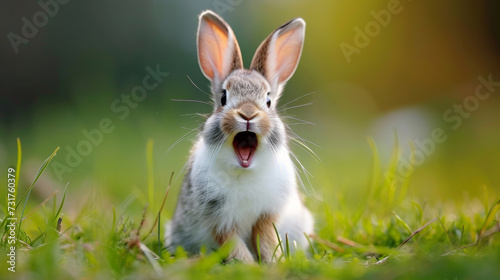 funny rabbit. Comical animal making a funny face that's impossible not to chuckle at. Funny smiling animal. Perfect for lighthearted and amusing design projects. © Nataliia_Trushchenko