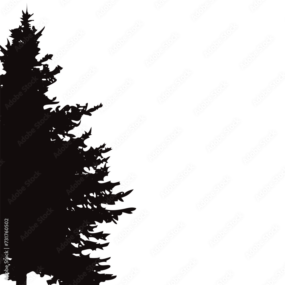 Obraz premium Silhouette of tree on white background. Symbol of nature and plant.