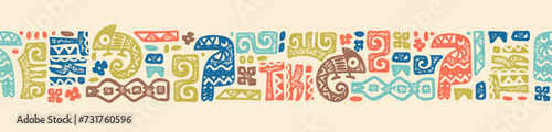 Vintage Aloha Tiki seamless pattern, cute illustrations great for Tropical Tiki party, Hawaii party time, Tiki bar, Aloha hawaii floral t-shirt print