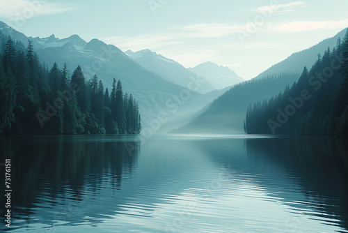 Stunning mountain lake photo background © Nina