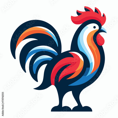 Vector flat abstract rooster gradient colorful logo, Generative Ai