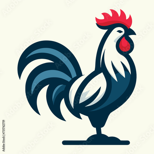 Vector flat abstract rooster gradient colorful logo, Generative Ai