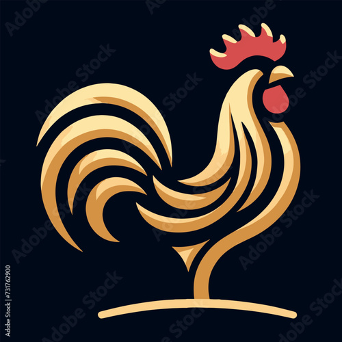 Vector flat abstract rooster gradient colorful logo, Generative Ai