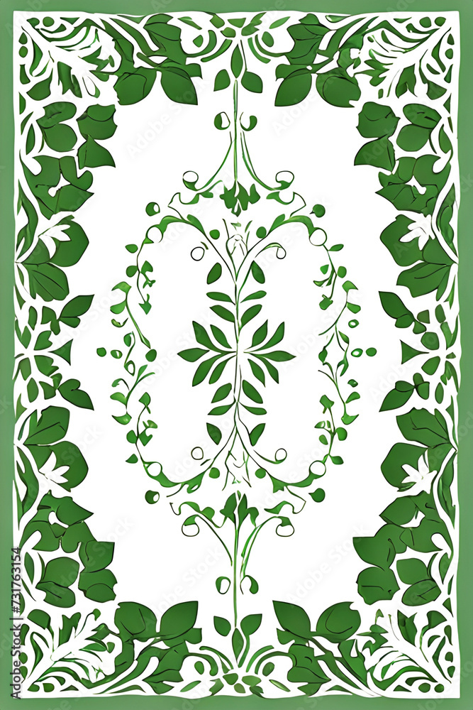 playing card / tarot card reverse side art, card back pattern or stationery / card design - elegant green leaves, vines, ivy, and clover on white background playing card / tarot card reverse side art, card back pattern or stationery / card design - elegant green leaves, vines, ivy, and clover on white background