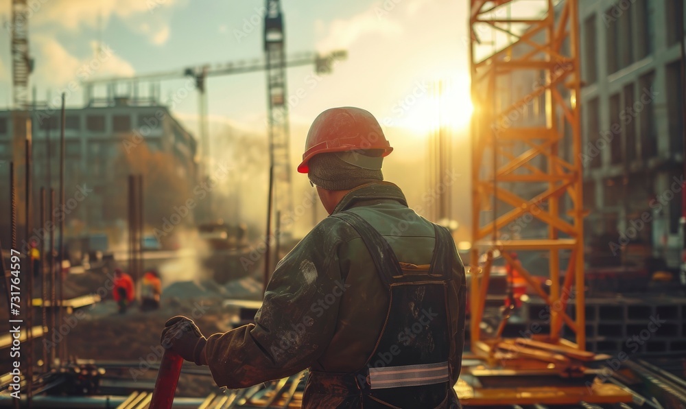 Construction worker doing iron works on a huge constructions site. Hard work on buildings work Construction worker doing iron works on a huge constructions site. Hard work on buildings work