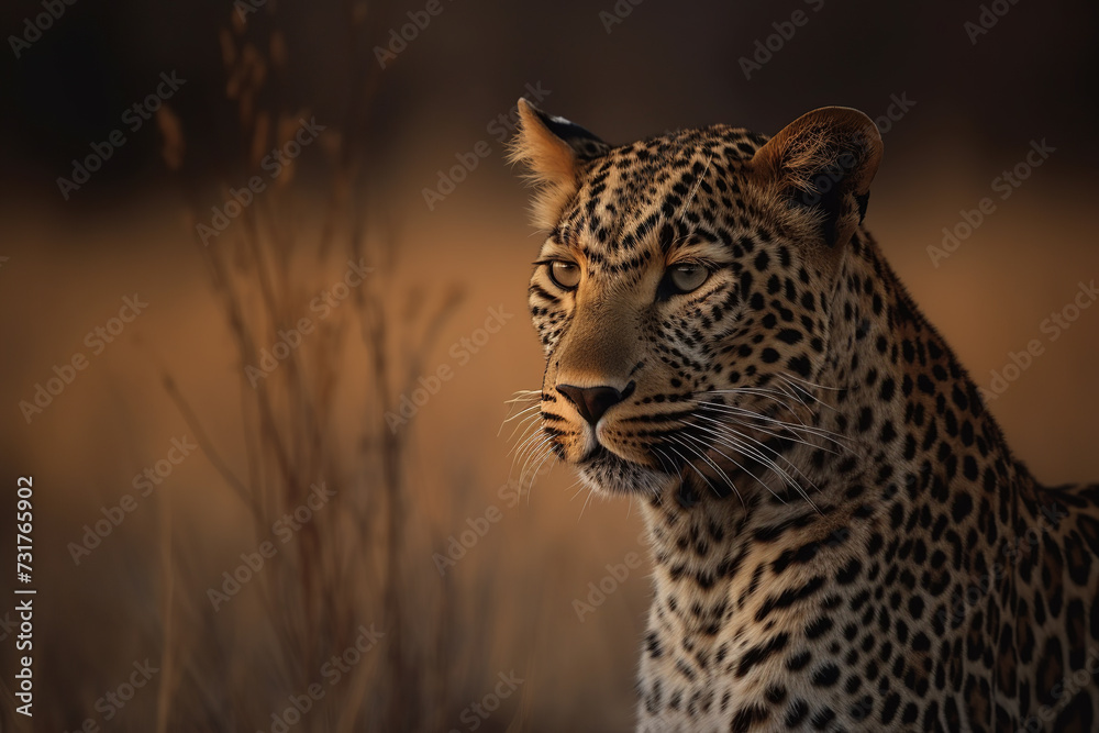 A captivating portrait of a wise and extraordinary large wild leopard A captivating portrait of a wise and extraordinary large wild leopard