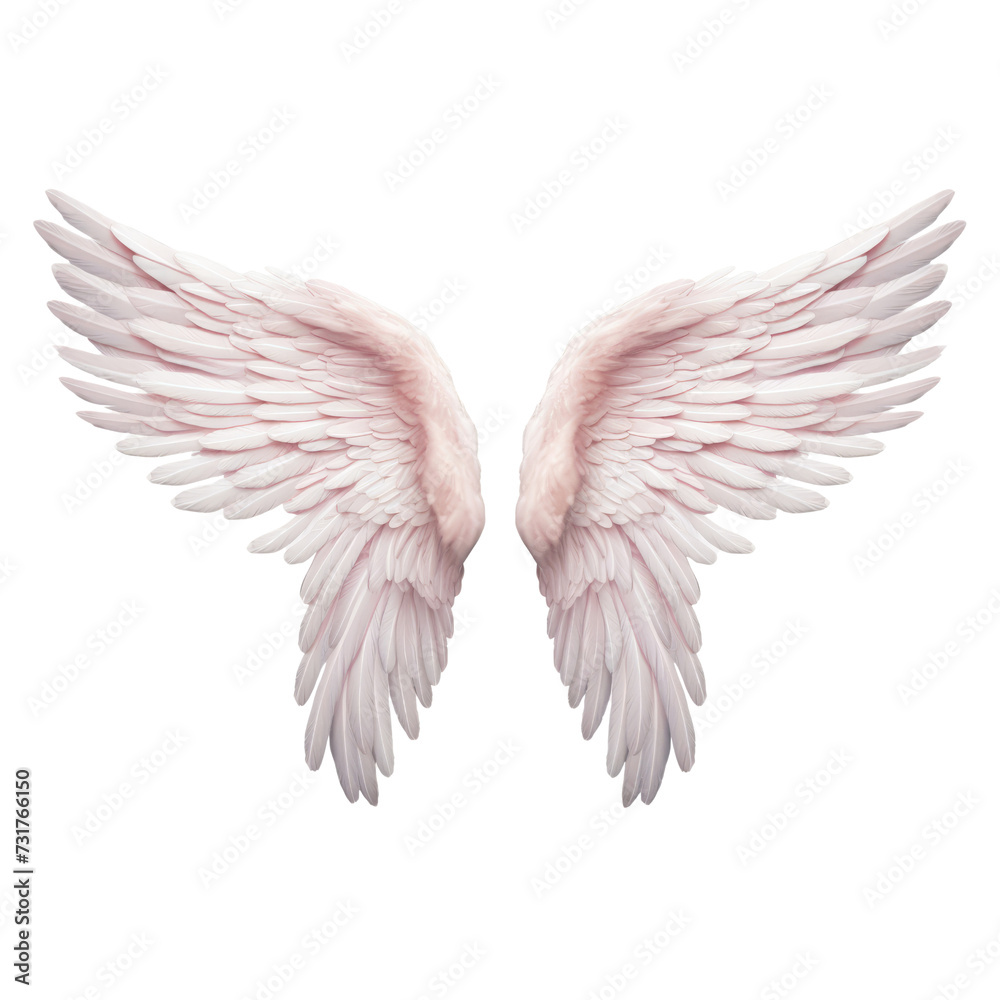 Fototapeta premium Realistic angel white wings on white background