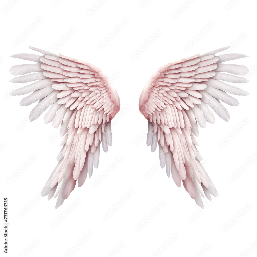 Realistic angel white wings on white background Realistic angel white wings on white background