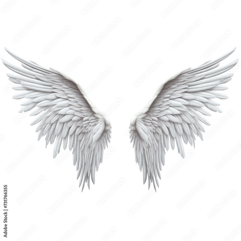 Obraz premium Realistic angel white wings on white background