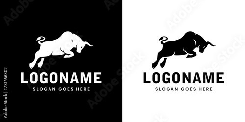 logo vector silhouette bull butting 