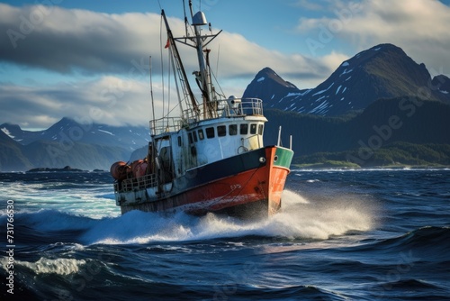 Fishing trawler encounters changing color water with temperature variations.