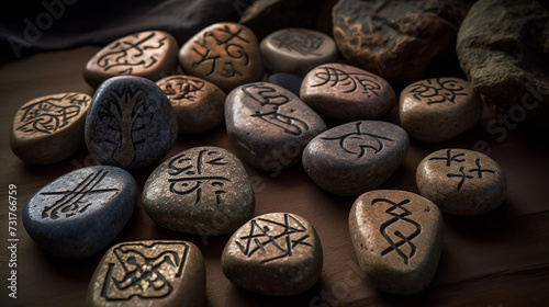 Set of stones with ancient unknown symbols