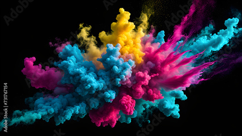  illustration artwork of an explosion of colored powder Generative Ai