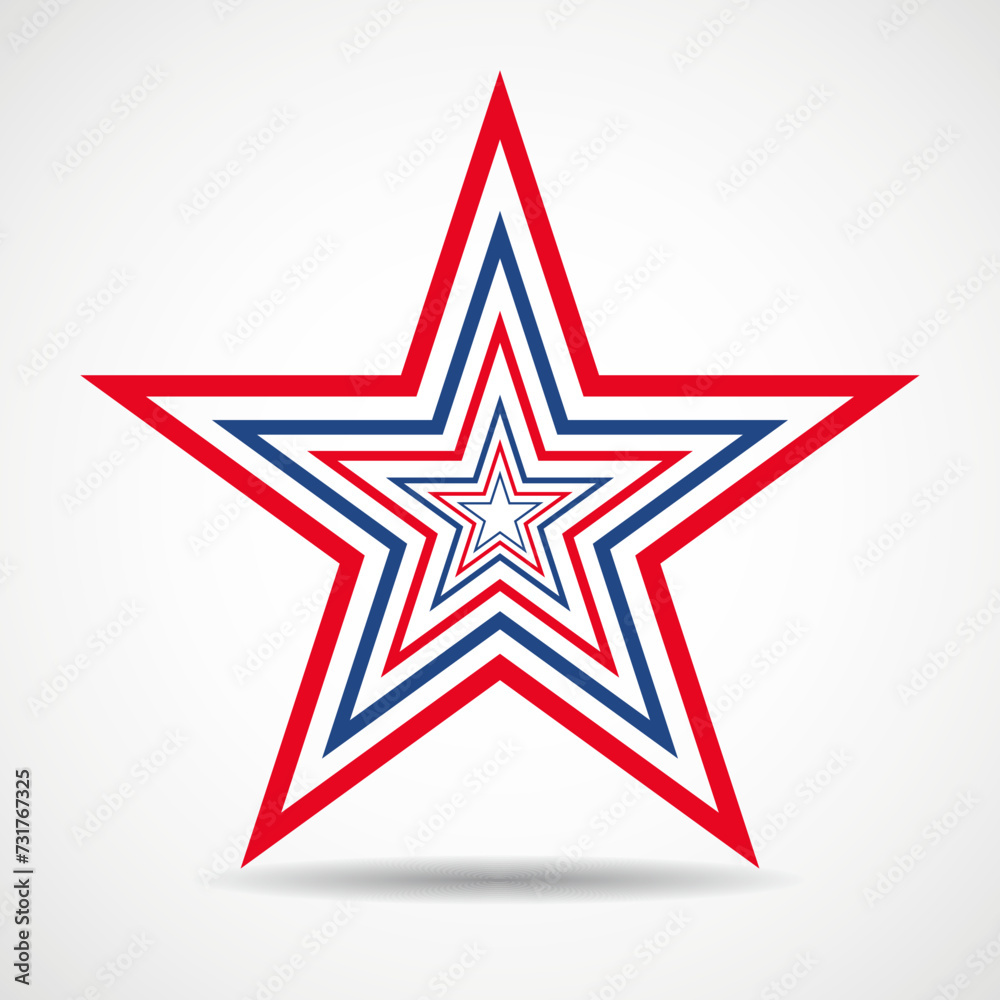 USA flag in star shape of line . American star. American flag icon. Vector illustration USA flag in star shape of line . American star. American flag icon. Vector illustration