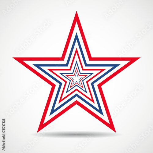 USA flag in star shape of line . American star. American flag icon. Vector illustration