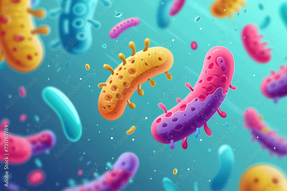 Fototapeta premium Bacterial Infections: Bacterial infections may result from consuming contaminated food or water