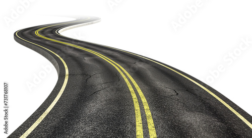 Twisty road isolated on transparent or white background, png photo