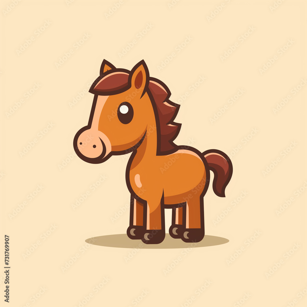Cute Horse Cartoon Vector Logo